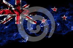 New Zealand, Kiwi smoke flag isolated on black background