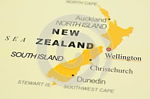 New Zealand on map photo