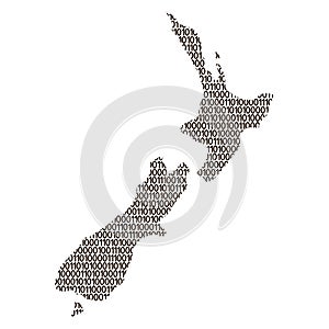 New Zealand map abstract schematic from black ones and zeros bin