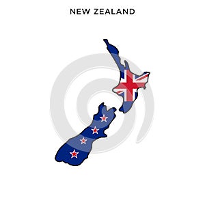 Map and Flag of New Zealand Vector Design Template with Editable Stroke.