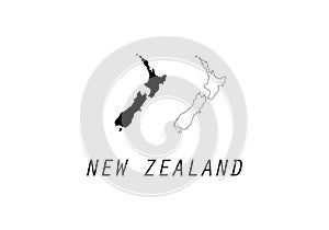 New Zealand outline map national borders