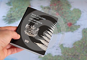 New Zealand passport and Europe map