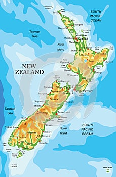 New Zealand physical map photo