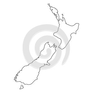 New Zealand - solid black outline border map of country area. Simple flat vector illustration