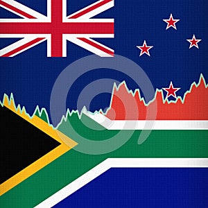 New Zealand and South Africa national flags separated by a line chart.
