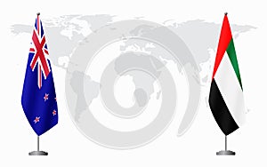 New Zealand and United Arab Emirates flags for official meetin