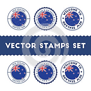 New Zealander flag rubber stamps set.