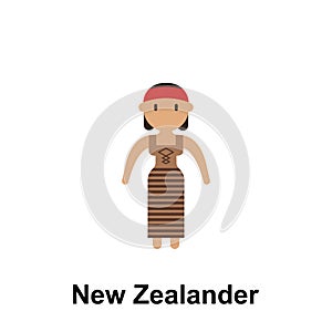 New Zealander, woman cartoon icon. Element of People around the world color icon. Premium quality graphic design icon. Signs and