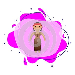 New zealander, woman cartoon liquid bacdge icon. Simple color vector of people around the world icons for ui and ux, website or