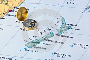 New Zeland map and compass