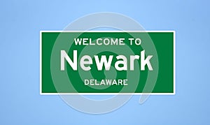 Newark, Delaware city limit sign. Town sign from the USA.