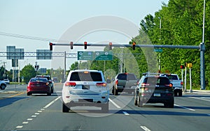 Newark, Delaware, U.S - June 08, 2021 - The view of summer traffic on Route 4 near Churchman Road