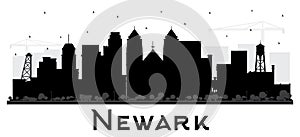 Newark New Jersey City Skyline Silhouette with Black Buildings Isolated on White