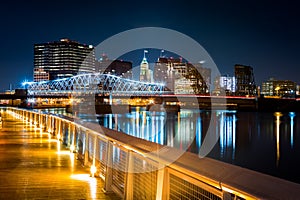 Newark, NJ cityscape by night