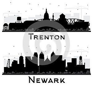 Newark and Trenton New Jersey City Skyline Silhouette Set