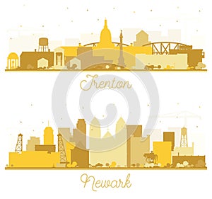 Newark and Trenton New Jersey City Skyline Silhouette Set