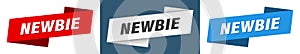 Newbie banner. newbie ribbon label sign set