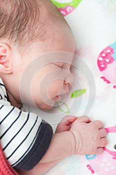 Newborn 8 days old baby sleeping in the crib