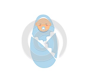 Newborn baby in a blue blanket