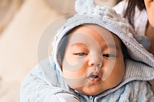 Newborn baby boy asian. Mixed race infant child