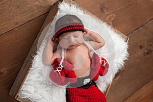 Newborn Baby Boy with Boxing Gloves and Shorts
