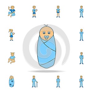 newborn baby boy color outline icon. One of the collection icons for websites, web design