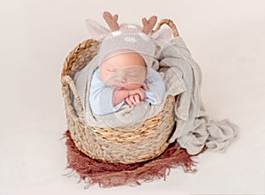 Newborn baby boy in studio