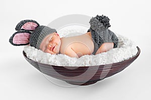 Newborn Baby in Bunny Outfit