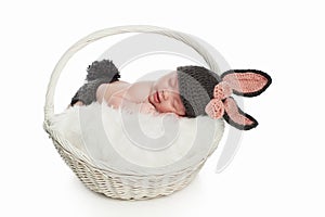 Newborn Baby in Bunny Rabbit Costume