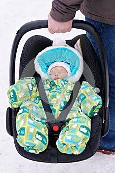Newborn baby in the car seat