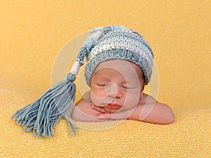 Newborn baby face closeup