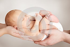 Newborn Baby and Family Concept, Parents Holding New Born Child