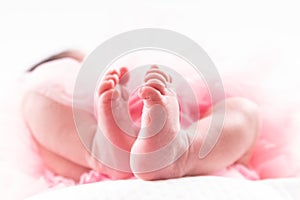 Newborn baby feet detail