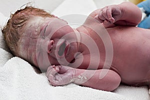 Newborn baby first cry after birth