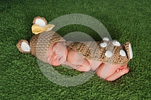 Newborn Baby Girl in Fawn / Deer Costume