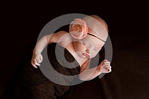 Newborn Baby Girl with Flower Headband