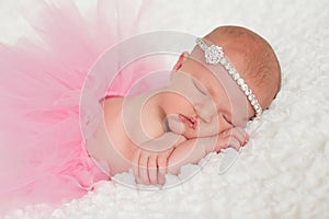 Newborn Baby Girl in Pink Tutu