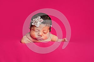 Newborn Baby Girl with Rhinestone Headband