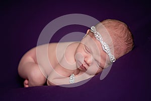 Newborn Baby Girl with Rhinestone Headband photo