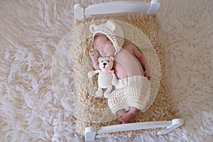 Newborn Baby Girl with Stuffed Bear