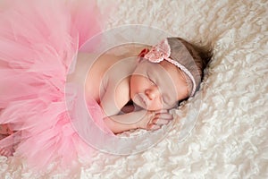 Newborn Baby Girl Wearing a Pink Tutu