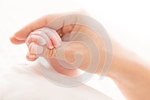 Newborn Baby Hand Holding Mother, Mom hold New Born Kid