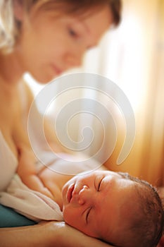 Newborn baby with mother