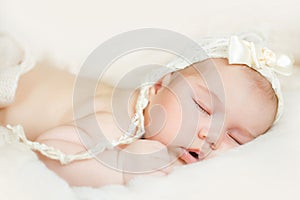 Newborn baby peacefully sleeping