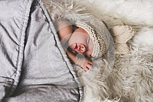 Newborn baby photography, rabbit concept