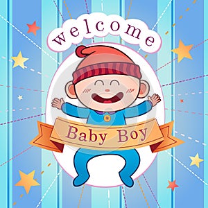 Newborn baby postcard vector illustration