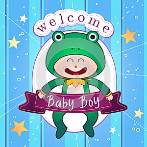 Newborn baby postcard vector illustration