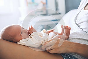 Newborn baby sleep first days of life at home.