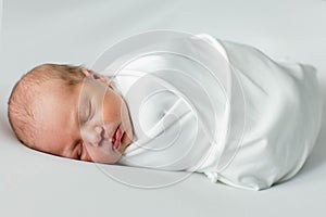 Newborn baby sleeping. Happy family kid dream concept. Cute lifestyle newborn baby sleeping