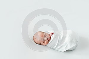 Newborn baby sleeping. Happy family kid dream concept. Cute lifestyle newborn baby sleeping